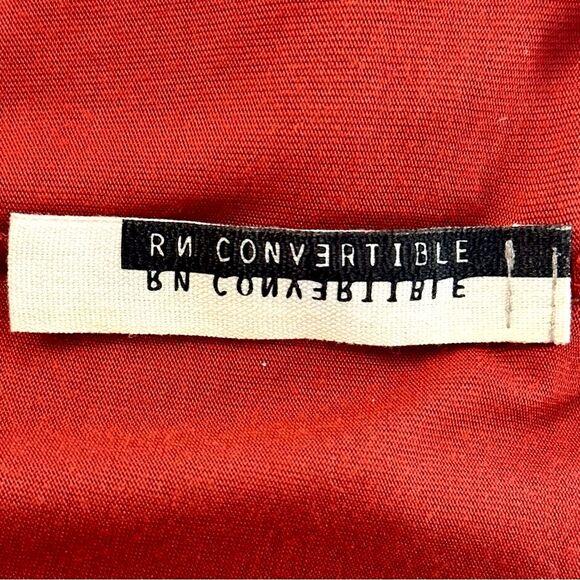 RN Convertible Red Gathered Midi Dress Sz L - Picture 2 of 4